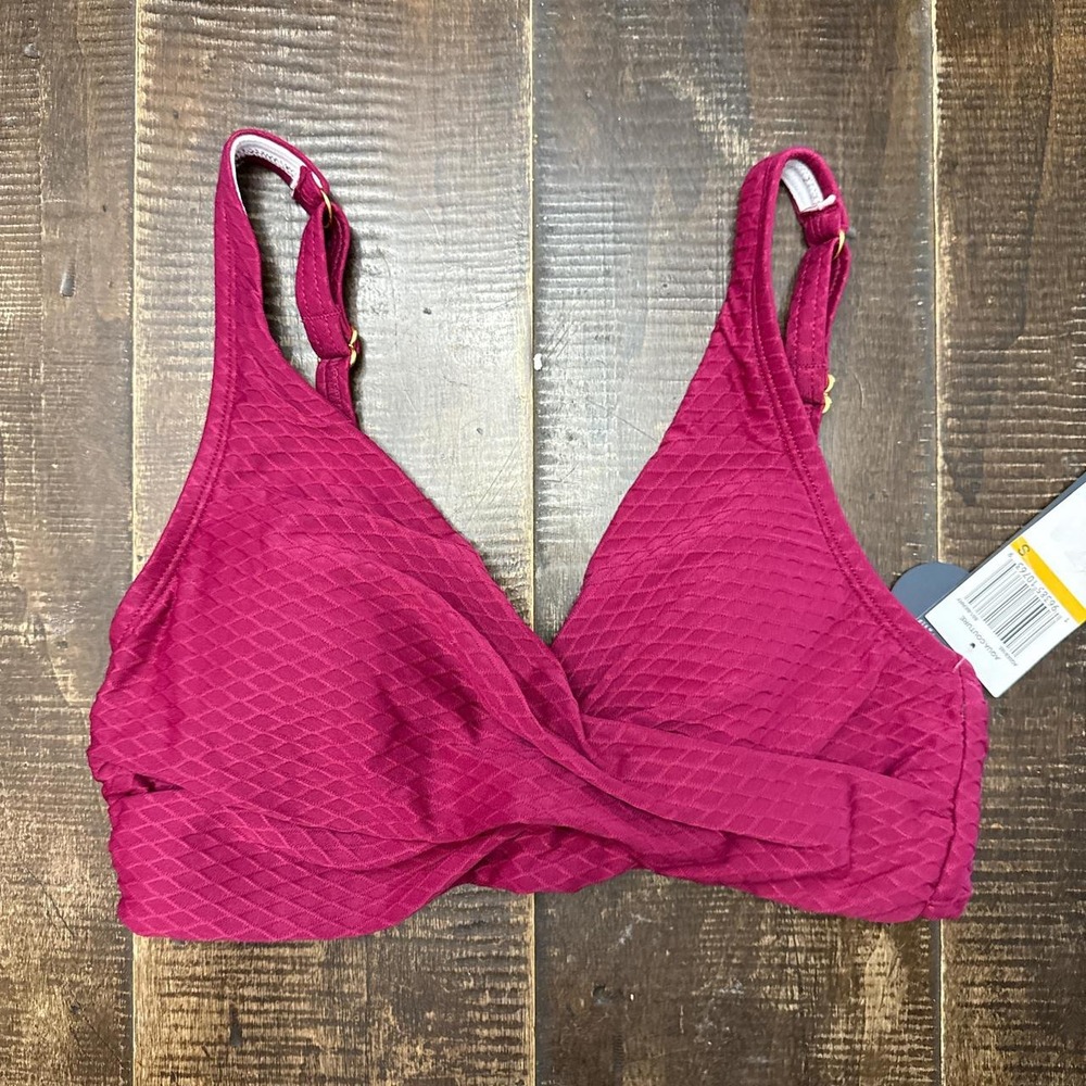 Aqua Couture Burgundy Bikini Top with Adjustable Straps